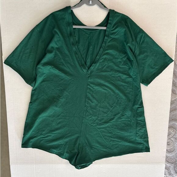 Free People Movement OB1960599 Women's Sz Large Beach Green Hot Shot Tee Romper - Picture 8 of 11